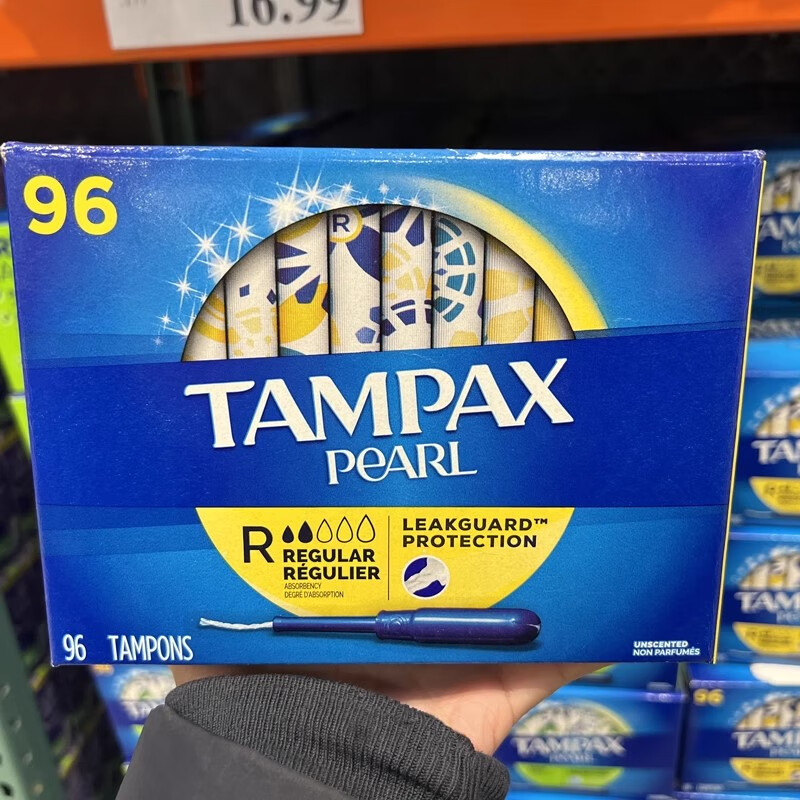 TAMPAX tampons, American long catheter-type non-sensory built-in menstrual swabs, 96 pieces, no fluorescence, normal flow, easy to use for novices - validity period 26.8