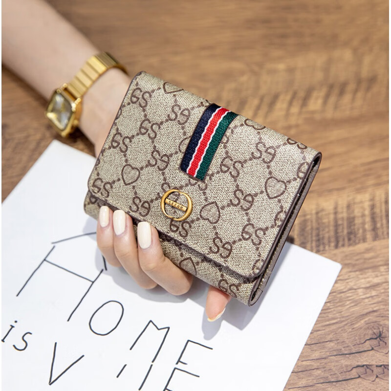 Woodpecker (TUCANO) wallet wallet for women 2024 new style genuine leather cowhide high-end exquisite short style multi-functional large capacity long style apricot short style (genuine leather 12 card slots upgraded version)