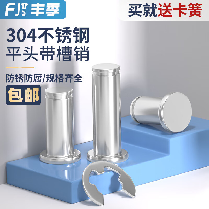 Fengji 304 stainless steel pin flat head slotted pin latch spring positioning cylindrical pin MM3M4M5M6M8M10M12 M16*130-1 set