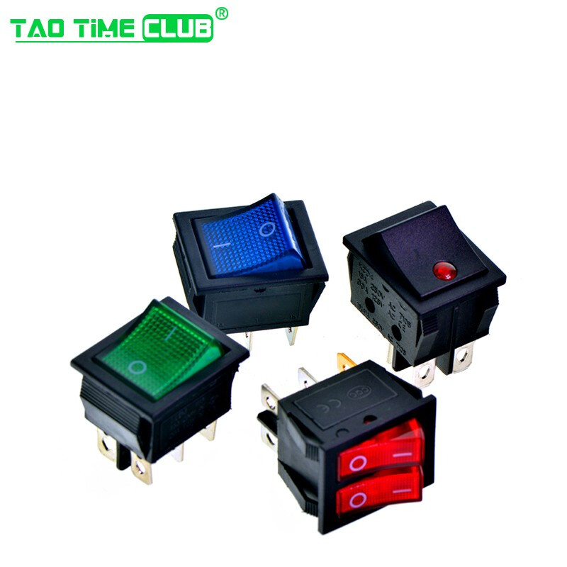 KCD4 boat switch boat switch rocker power button 4 6-pin red light green light 31x25mm16A250V 6-pin 2-speed green light (2 pcs)