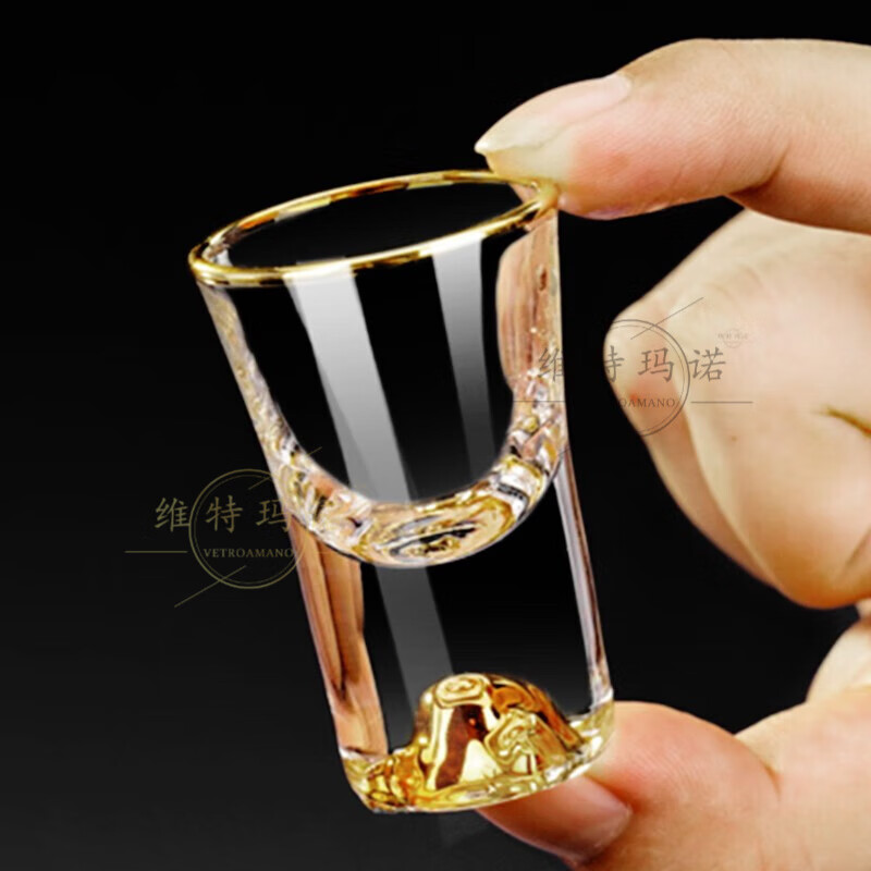 VETROAMANO Jinshan liquor cup set household crystal glass gold foil handle Jinshan bottom wine divider one cup high-end wine set 10 pots 10 cups gold handle gold base