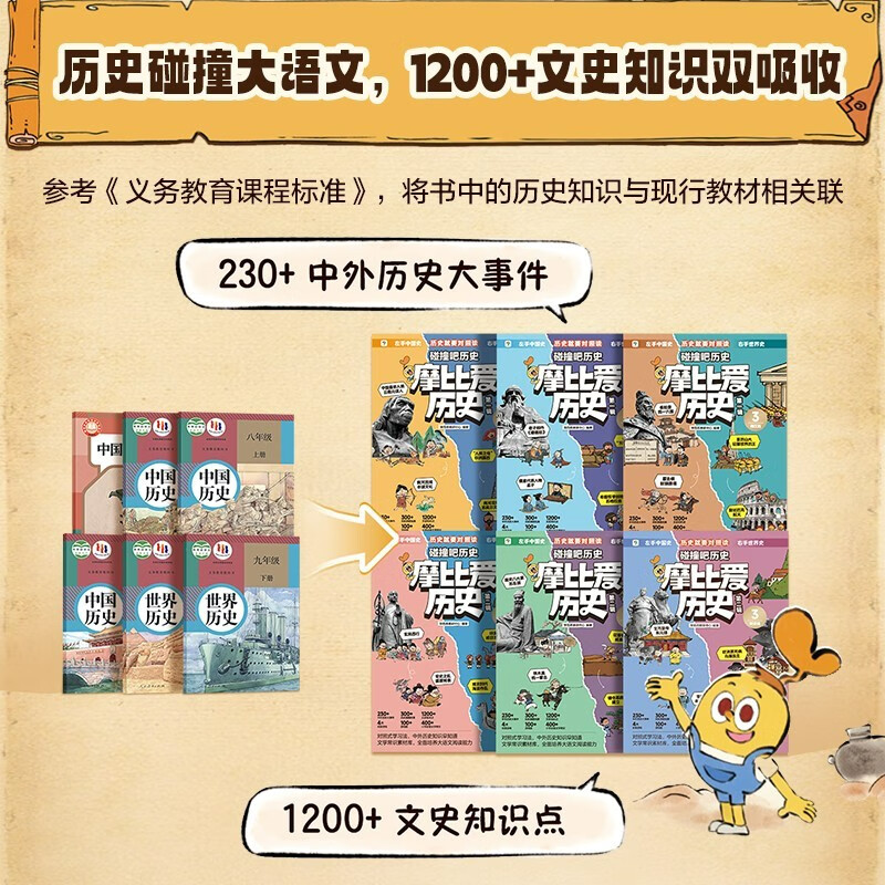 Learn and Think Mobi Love History Volume 1 From prehistoric times to the Xia Dynasty, Shang and Zhou dynasties, Qin and Han dynasties, left-right comparison learning method, simultaneous mastery of Chinese and foreign history