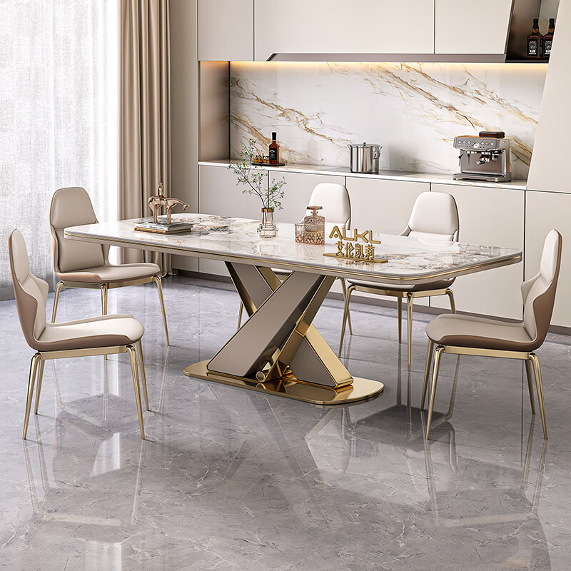 Ellen Kelly light luxury island dining table and tea table integrated retractable home high-end restaurant multi-functional slate dining table and chair combination 1.8M retractable high-end island dining table