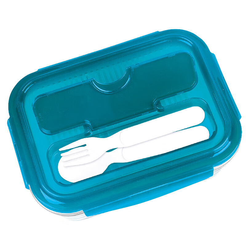 LOCK&LOCK heat-resistant glass fresh-keeping microwaveable refrigerated three-part lunch box for office workers and students fruit lunch box with fork and spoon 1L