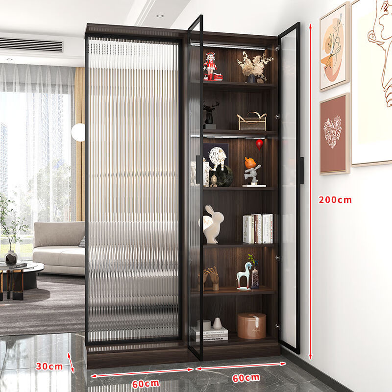 Liutangju Changhong glass screen partition cabinet entry entrance cabinet living room simple modern foyer cabinet storage storage cabinet alloy frame Changhong screen cabinet 200*150cm