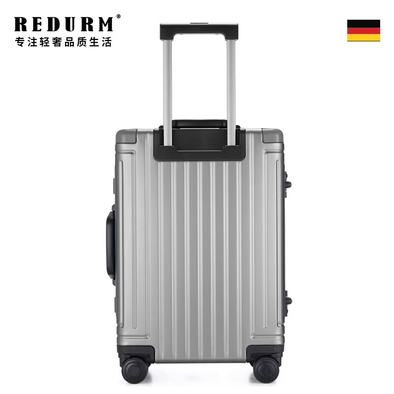 REDURM suitcase trolley case, aluminum magnesium alloy large capacity case, high-end suitcase, men's boarding case, password box, universal wheels, steel gun color - luxury aviation-grade aluminum alloy hard case, 20 inches, boardable/suitable for short-term travel