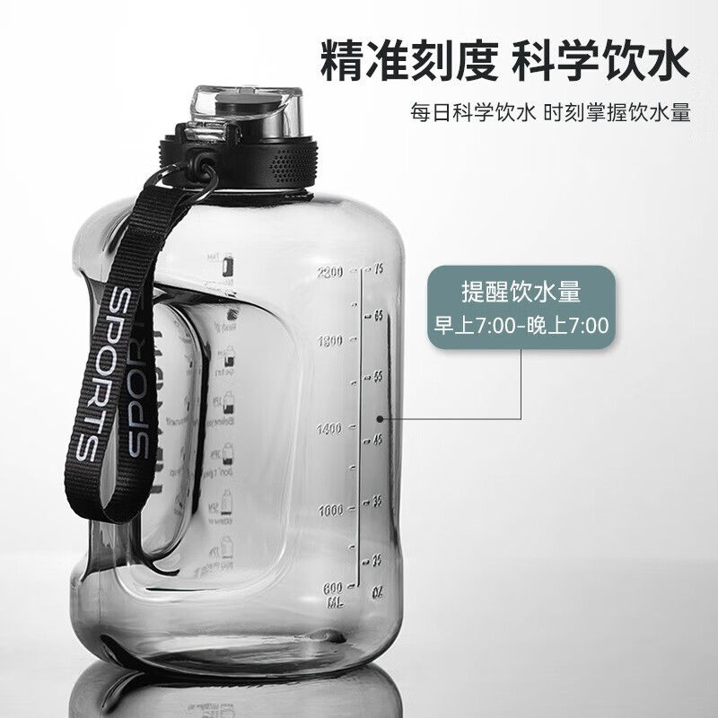 NRMEi water cup ultra-large capacity student sports fitness kettle for men and women tons of net celebrity fitness portable high temperature resistant new model dark night black thickened tritan material 1800ml