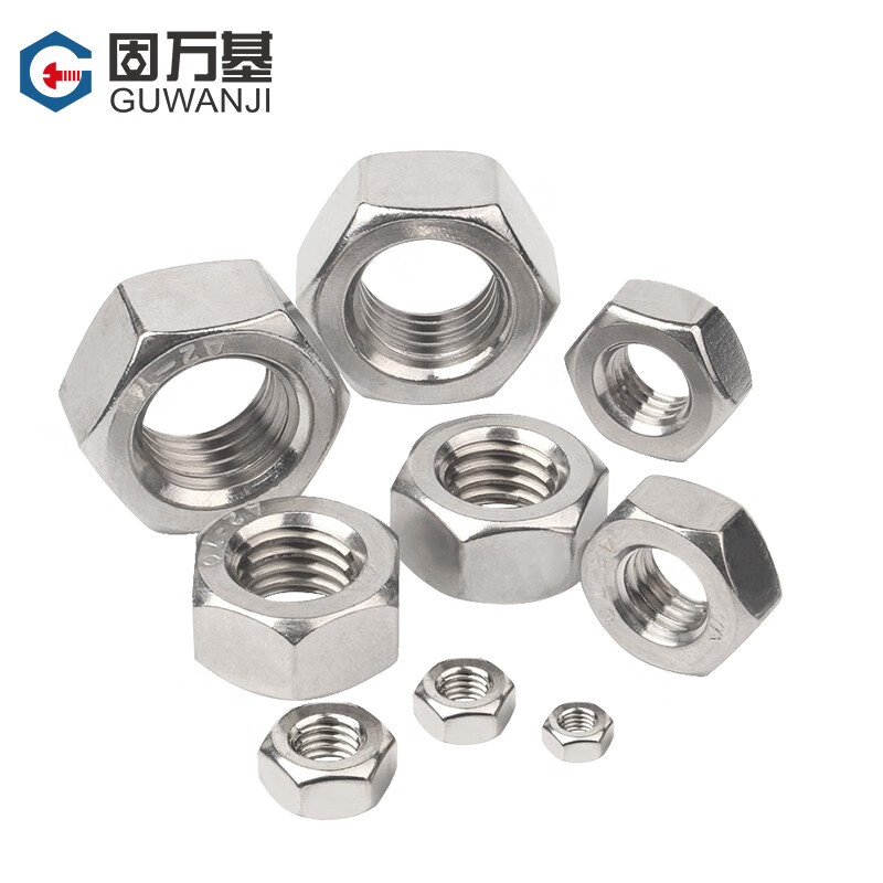 GUWANJI 304 stainless steel hexagonal nut 316L hexagonal nut 201 screw nut bolt set DIN934 national standard 304 material M3 (100 pieces)