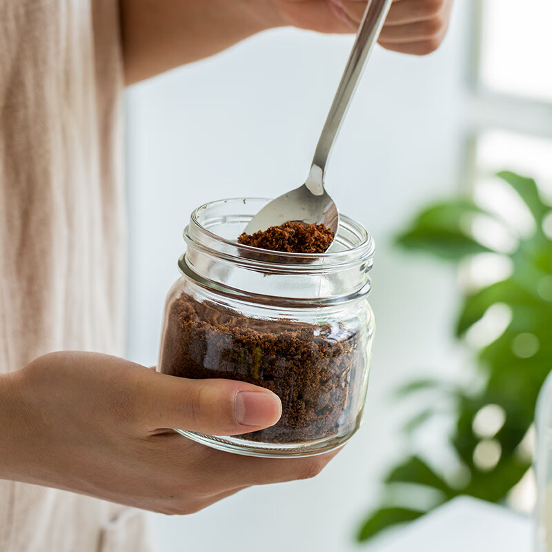 ADERIA Japan imported sugar jar household red and white sugar storage small bottle storage grains rock sugar transparent glass sealed jar silver 475ML