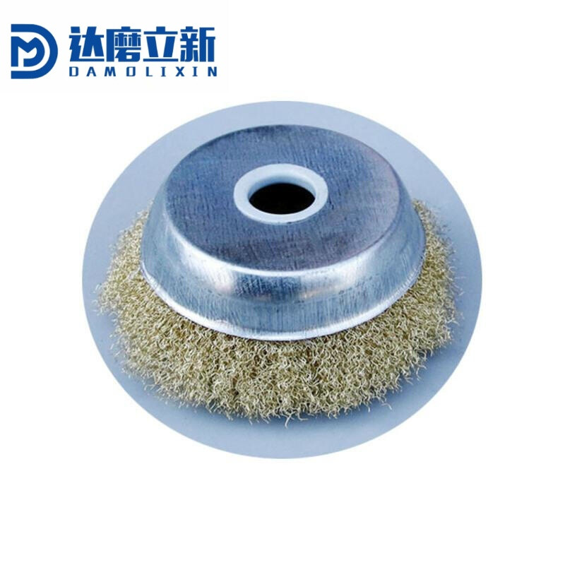 Dharma Lixin bowl-shaped 100/ copper wire brush polishing and grinding wire wheel rust removal bowl-shaped wire brush bowl-shaped copper wire wheel 100x16 holes