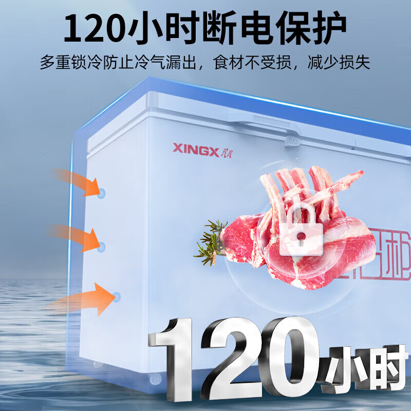 XINGX Freezer Commercial Large Capacity Freezer -40 Degree Cryogenic Single Temperature First Level Energy Efficiency Double Door Horizontal Refrigerator Ice Cream Cabinet Supermarket Convenience Store Store 618 Liters -40 Degree Cryogenic First Level Energy Efficiency BD/BC-618GD