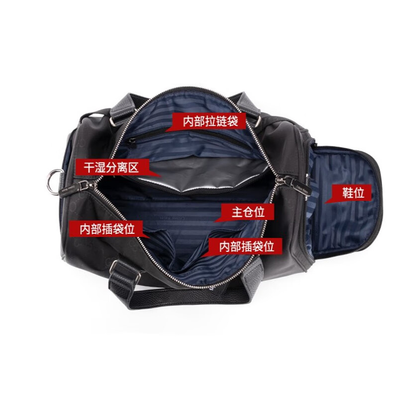 Colins Keirs travel bag men's portable large-capacity luggage bag women's crossbody bag men's fitness bag men's dry and wet separation sports training bag black large size