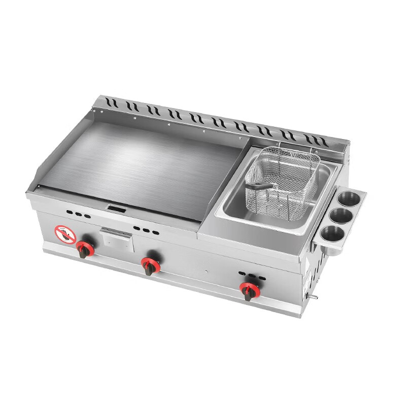 Teppanyaki merchants set up stalls with hand-caught cake machines, Teppanyaki fryers, all-in-one griddles, gas fryers, cold noodle machines, 60x50 black iron plates, thickened griddles, and thickened large frying pans.