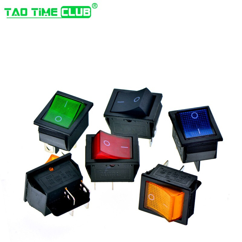 KCD4 boat switch boat switch rocker power button 4 6-pin red light green light 31x25mm16A250V 6-pin 2-speed green light (2 pcs)