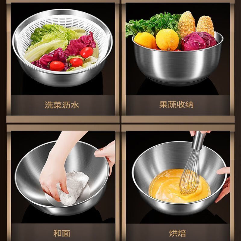 Jingbai stainless steel vegetable salad dehydrator hand-cranked deoiling and drying machine fruit and vegetable drain basket kitchen household vegetable sink stainless steel large 3800ML manual dryer