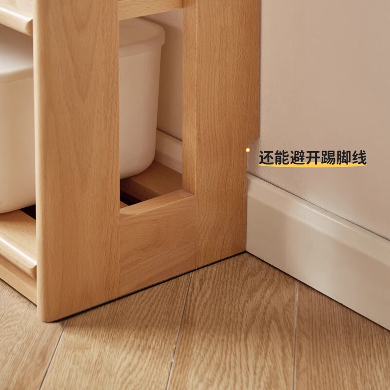 Genji Muyu children's bookcase solid wood toy storage cabinet bedroom storage cabinet floor-standing movable bookshelf lifting desk beech 0.6 meter adjustable high bookshelf