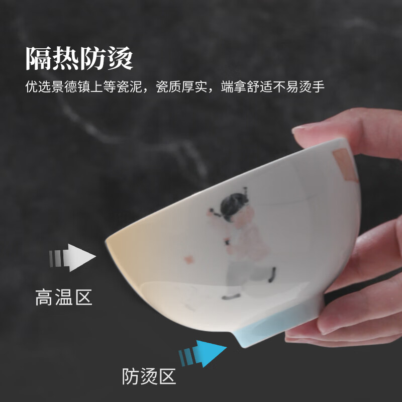 Jingdezhen official childlike ceramic children's tableware set, bowls and dishes, complete set of bowls and dishes, high-end gift box, gift box, childlike tableware-Tanchun large plate-3 plates