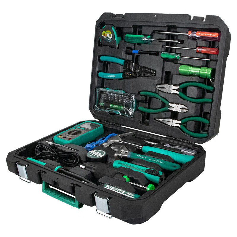 Baogong (Pro sKit) telecommunications tools 52-piece multi-function tool box set electrician repair tool box household tool box PK-2052