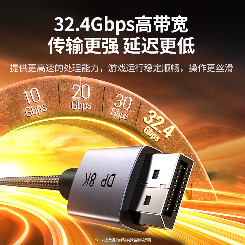 Greenlink DP cable version 1.4 8K HD 4K/2K240Hz DisplayPort suitable for computer graphics card to monitor e-sports video cable 2 meters compatible with DP1.2 25905