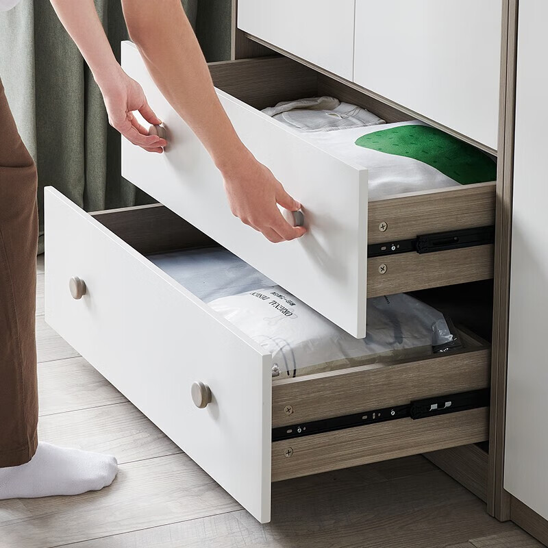 Quanyou (QUANU) Wardrobe Modern Simple Flat Door Wardrobe Warm and Versatile Bedroom Furniture Combination Large Wardrobe Two-Door Wardrobe C