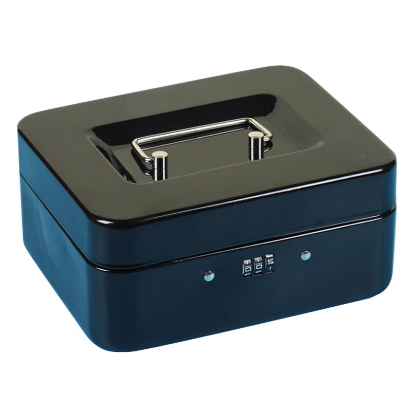 Wenstan W5664 Portable Cashier Box with Lock Metal Savings Box Organizing Safe Toolbox 200 Password Black 20*16*9cm