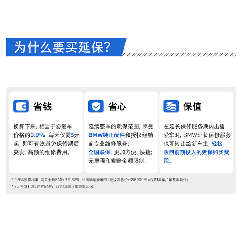 BMW extended vehicle warranty. The official original vehicle extended warranty service is applicable to 1 series, 2 series, 3 series, 5 series, X3X5 all series. One-year extended warranty service package for the first year car BMW X3
