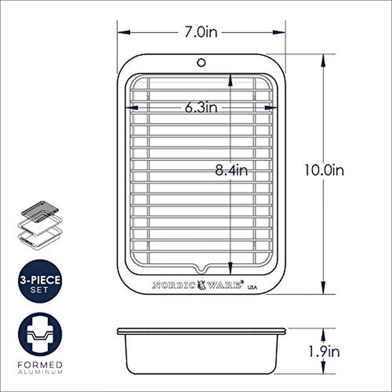Nordic Ware aluminum baking tray 3-piece set for mini oven, serves 1-2 people