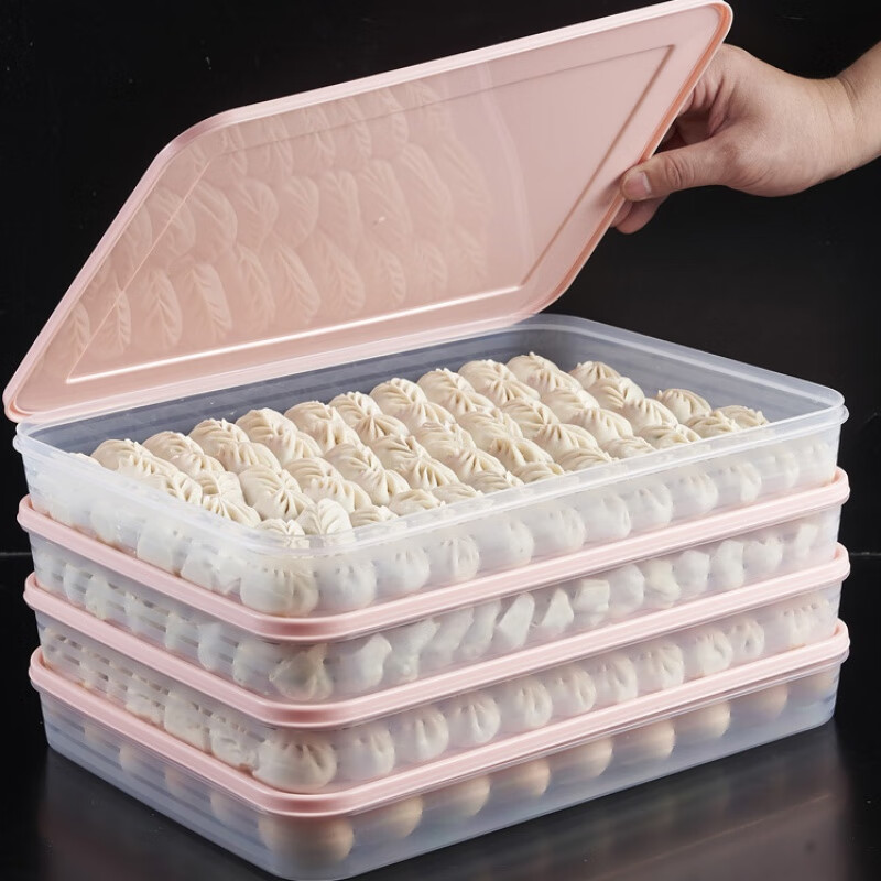 Dumpling box kitchen refrigerator crisper multi-layer quick-frozen dumpling storage box household tray egg box dumpling box Nordic blue large size 3 boxes 3 lids