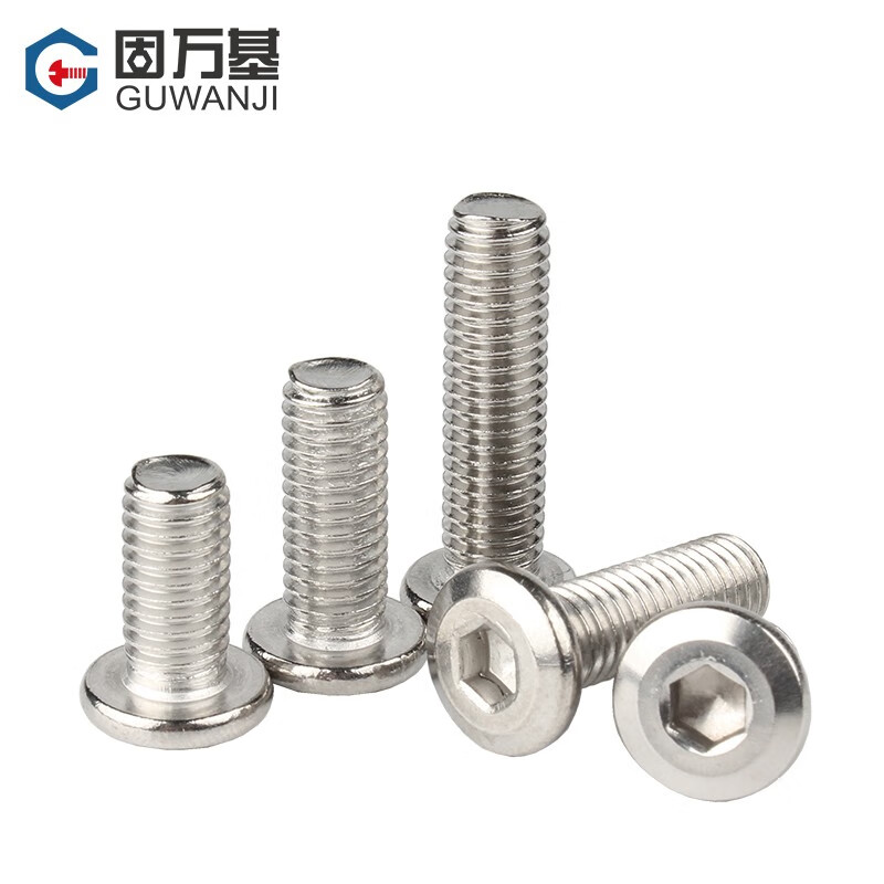 Guwanji 304 stainless steel beveled large flat head hexagonal screws beveled flat round head furniture screws countersunk head bolts national standard M6x20 10 pieces
