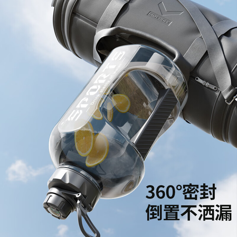 SZTAA Large Capacity Sports Water Cup Kettle Dayton Bucket Men's Fitness Drinking Plastic Water Bottle Straw 2000ml Ton Bucket Sports Black 1800ml