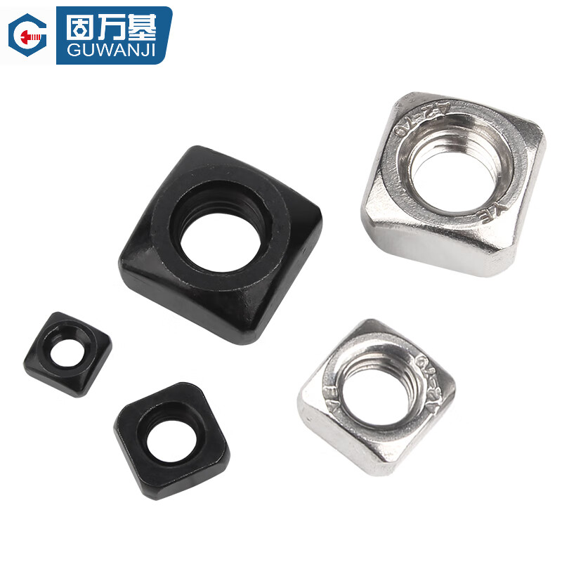 Guwanji 304/201 stainless steel square nut square nut square nut locking thin screw nut national standard M4x7x2 (white zinc right angle) 200 pieces