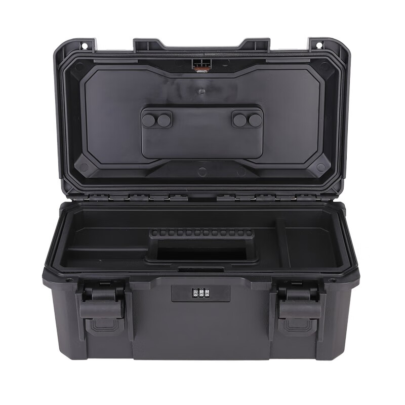 BORY tool storage box with password lock and liftable inner box, protective multi-functional storage box, industrial grade, medium black 45*27*23cm