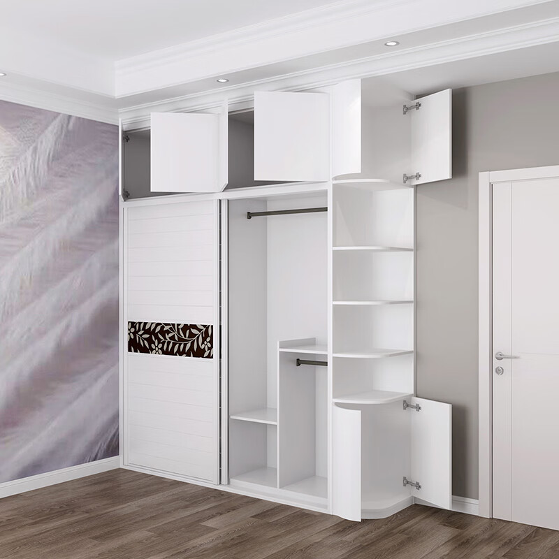 Sofia integrated wardrobe customization, hidden door top cabinet, corner storage sliding door large wardrobe, master bedroom storage cabinet, whole house customization, membership bonus, detailed consultation with online customer service