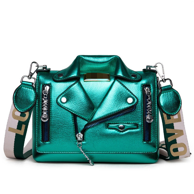 MDUG2022 New Women's Bag European and American Chain Rivet Jacket Fashion Small Square Bag Clothes Crossbody Bag Green