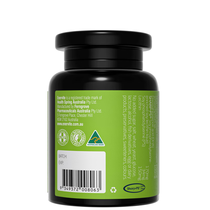 EnerVite Cerebralol 90 Capsules Highly Concentrated Schizochytrium Oil DHA Lecithin Phosphatidylserine Replenishes the Brain and Activates Whole-Brain Development