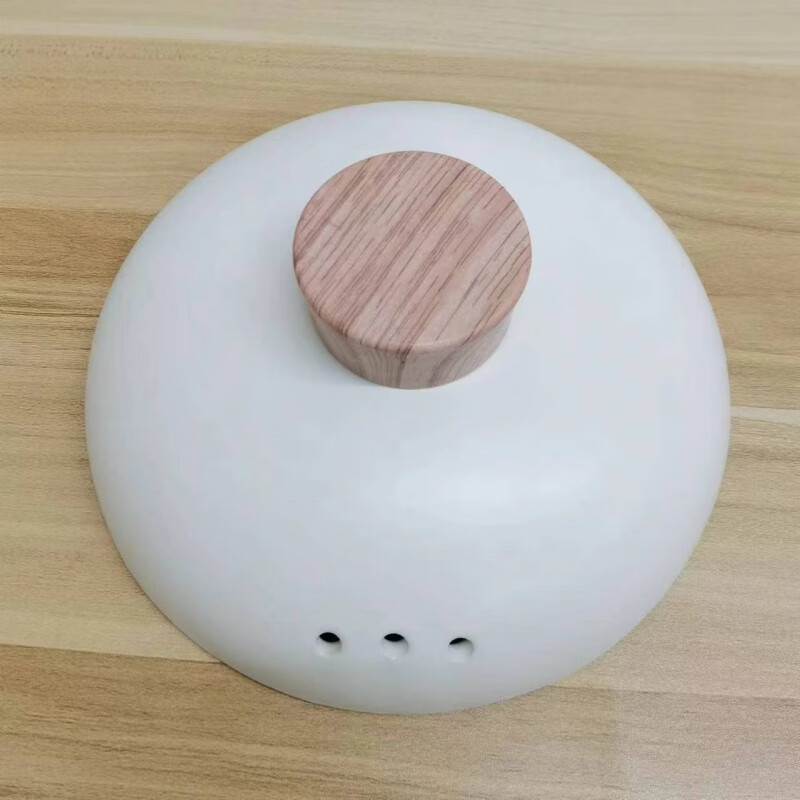 Ceramic pot lid, anti-scalding wooden citron handle, round casserole lid, stew pot lid, thickened simple soup pot lid, light beige wood grain pot lid diameter 20cm