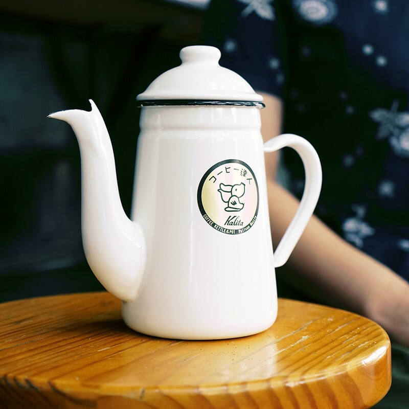 Kalita imported from Japan Kalita hand-pour pot crane mouth thin mouth hand-pour coffee pot enamel enamel coffee kettle 1000ml white
