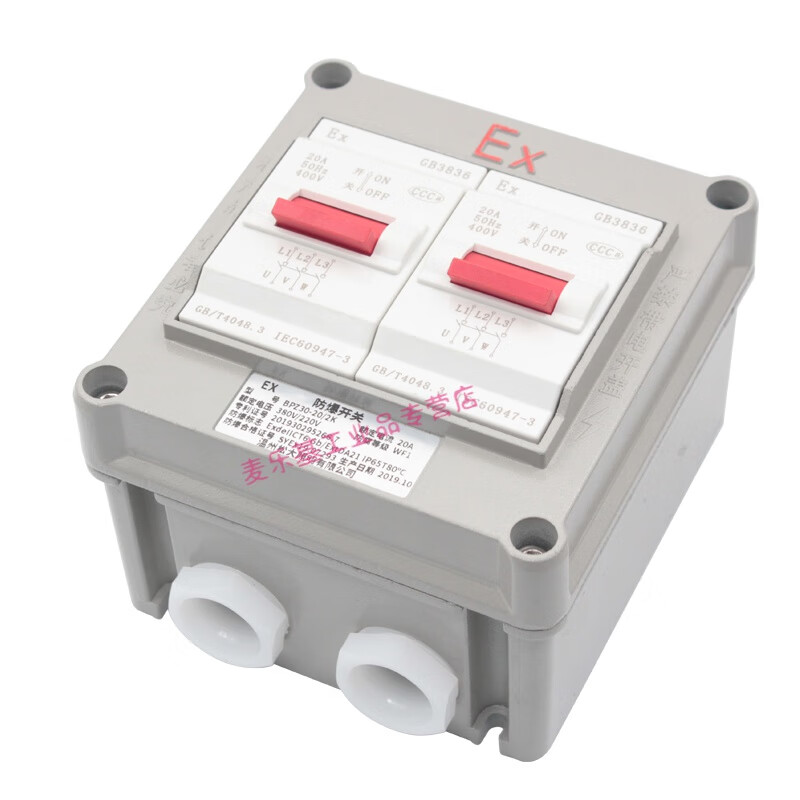 Three-phase explosion-proof switch 20A220V380V explosion-proof waterproof and dustproof BPZ30-20/2K3K explosion-proof circuit breaker BPZ30-20A one open