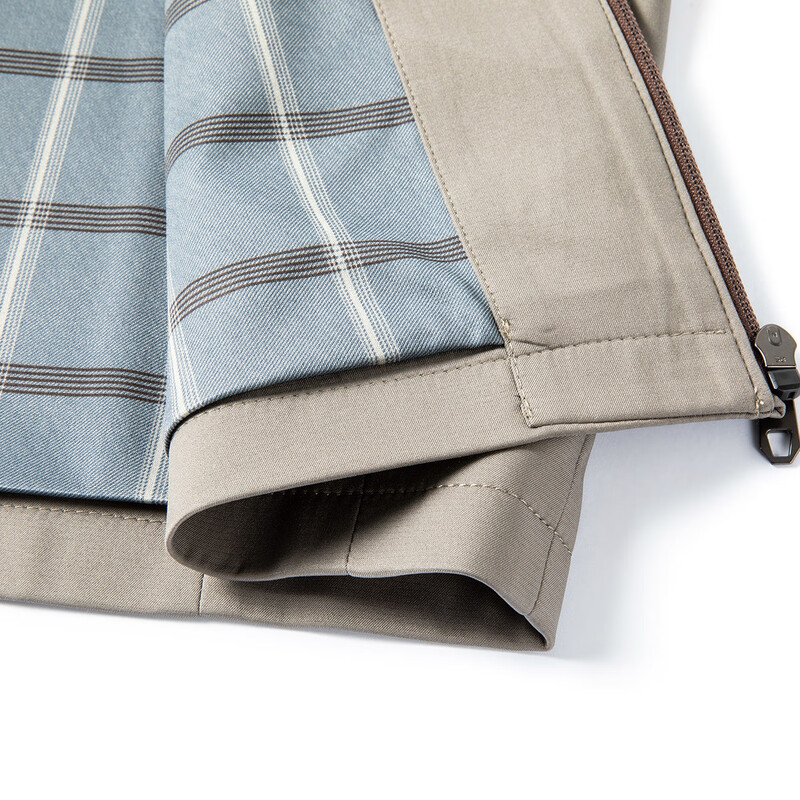 MONTAGUT Mulberry Silk Men's Breathable Jacket Casual Lapel Inner Plaid Solid Color Men's Jacket JC Khaki XL