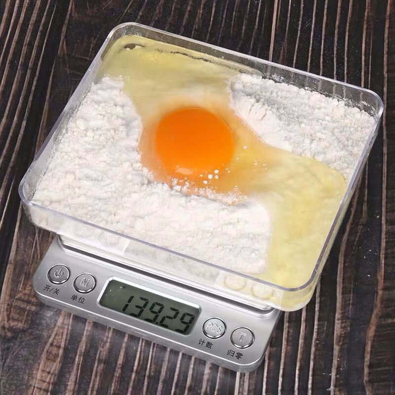 Weiheng electronic scale kitchen scale weighs food 0.1g baking electronic weighing precision baking tools food traditional Chinese medicine tea small balance 0.01 household small weighing platform scale 500g 0.01 + double tray + battery