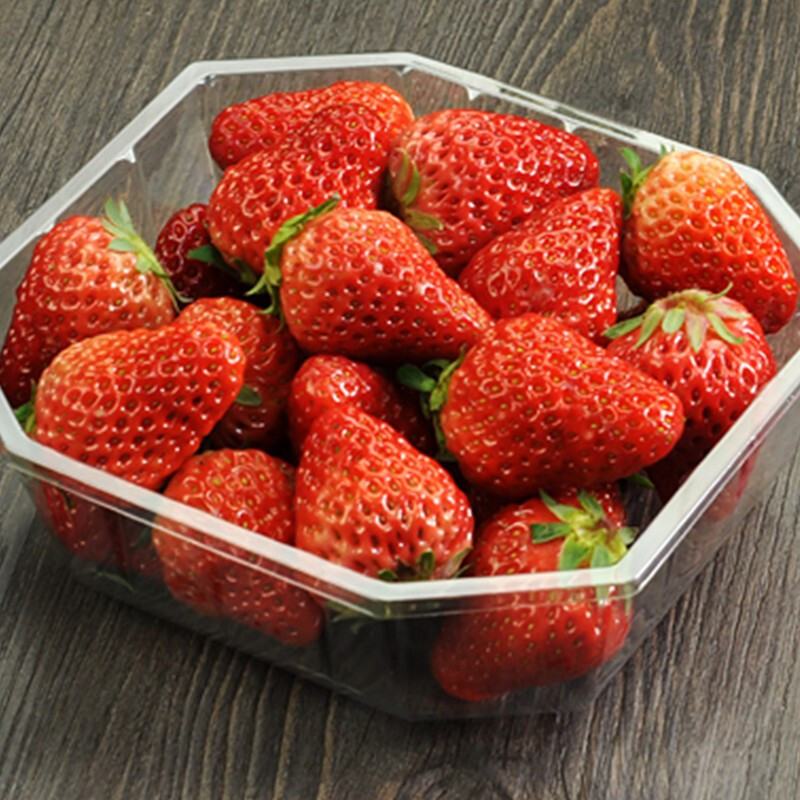 Fanyu One-pound disposable fruit packaging box without lid, strawberry and jackfruit packaging box, octagonal edge fruit box 1813H40, transparent, 100 pieces