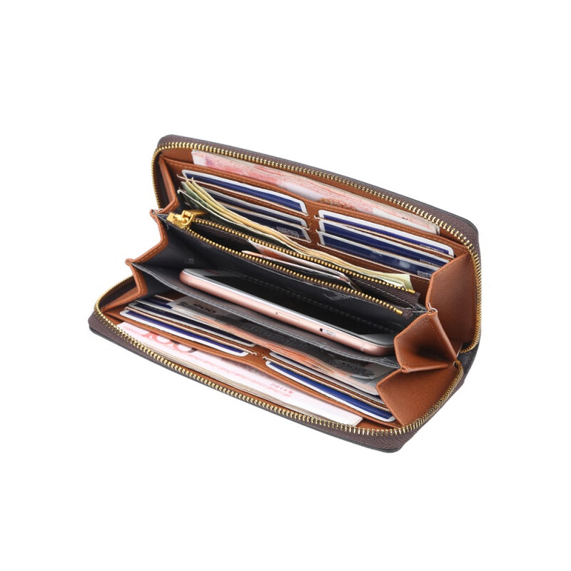 Kuqi Kangaroo brand women's wallet 2025 Chinese Valentine's Day long wallet multi-functional zipper large capacity hand card holder all-in-one package N5567 brown collection priority delivery