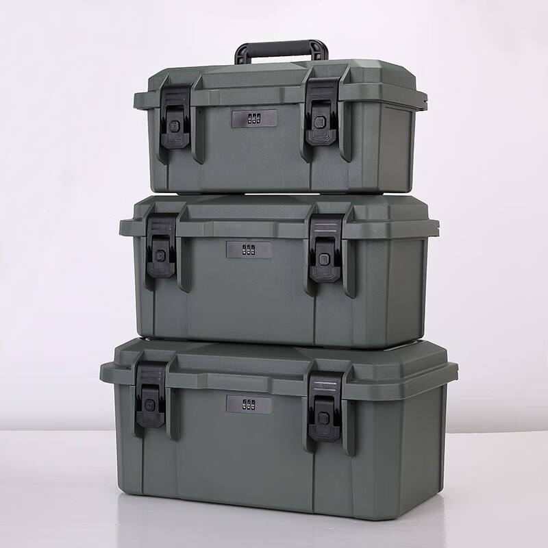 BORY tool storage box with password lock and liftable inner box, protective multi-functional storage box, industrial grade, medium black 45*27*23cm