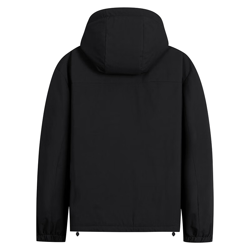 Dances with Wolves Goose down lining & three-proof fabric Light outdoor warm and comfortable versatile hooded jacket 001 black 180