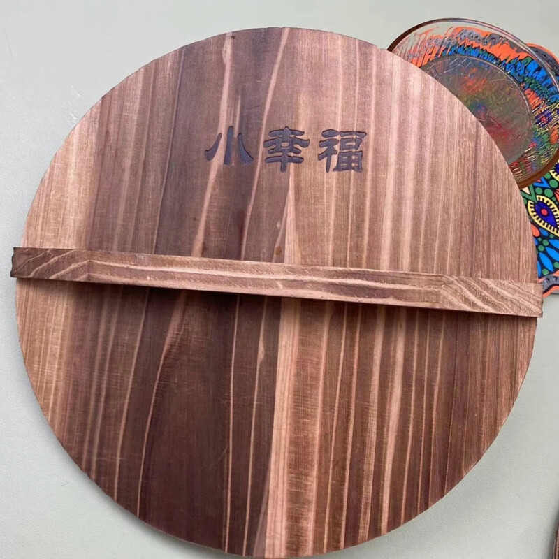 Wooden lid/glass lid Mortise and tenon solid wood pot lid, wok lid, old-fashioned cast iron pot lid, universal heat-resistant, nail-free, 23cm wooden lid