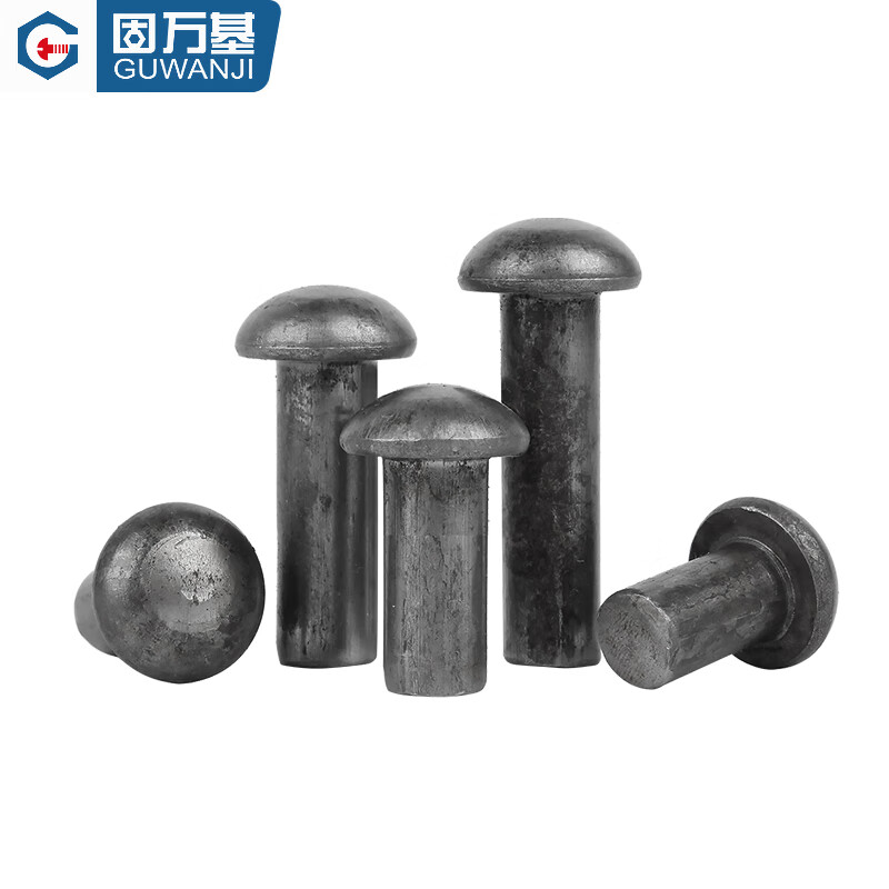 Guwanji iron semi-round head solid rivet natural color round head solid percussion rivet GB867 round cap rivet national standard complete iron color M6x12 (1kg) about 215 pcs