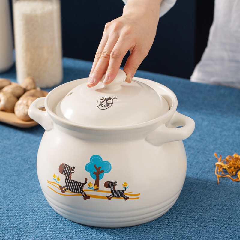Clay pottery small zebra Ruyi soup pot 4600ml glaze color casserole open fire Chinese medicine stew pot soup pot same style as Sister Lotus