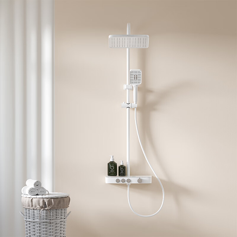 Vanward shower set button storage smart digital display shower three-speed adjustment white black wall-mounted shower/shower electroplated silver constant temperature