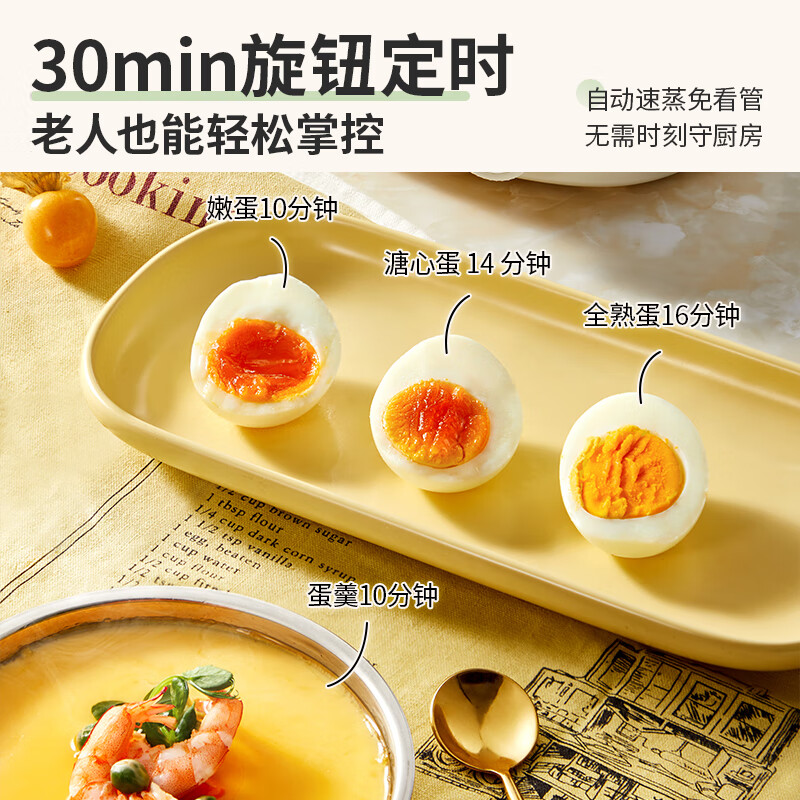 Bear egg steamer, automatic power off, small stainless steel multi-function, double-layer breakfast steamed egg breakfast artifact ZDQ-Y14F3