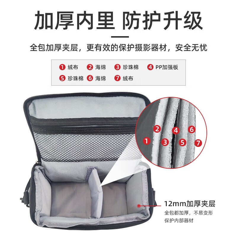 Shadow Craftsman Shoulder Bag Camera Bag Portable Casual Digital Photography Bag Mirrorless/SLR Camera Bag Camera Accessories Storage Bag Suitable for Canon Sony Nikon Fuji Black Large